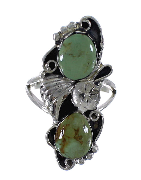 Turquoise And Sterling Silver Flower Ring Size 5-1/2 RX60175